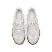 Beige Lace-Up Detachable Tongue Sneakers