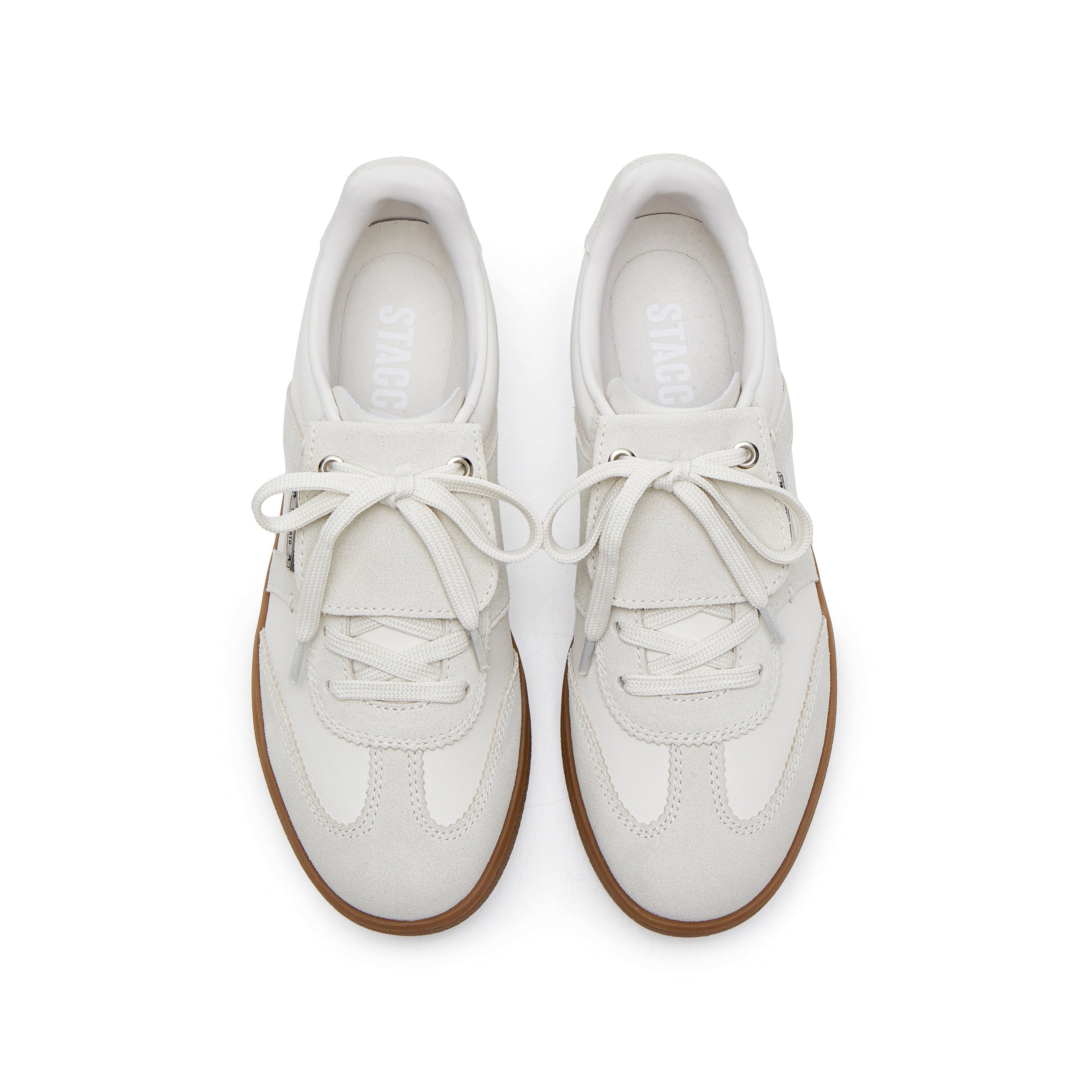Beige Lace-Up Detachable Tongue Sneakers
