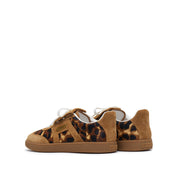 Leopard Lace-Up Detachable Tongue Sneakers