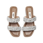 Load image into Gallery viewer, Crystal-Woven Strappy Sandals
