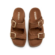 Cocoa Brown Strap Suede Sandals