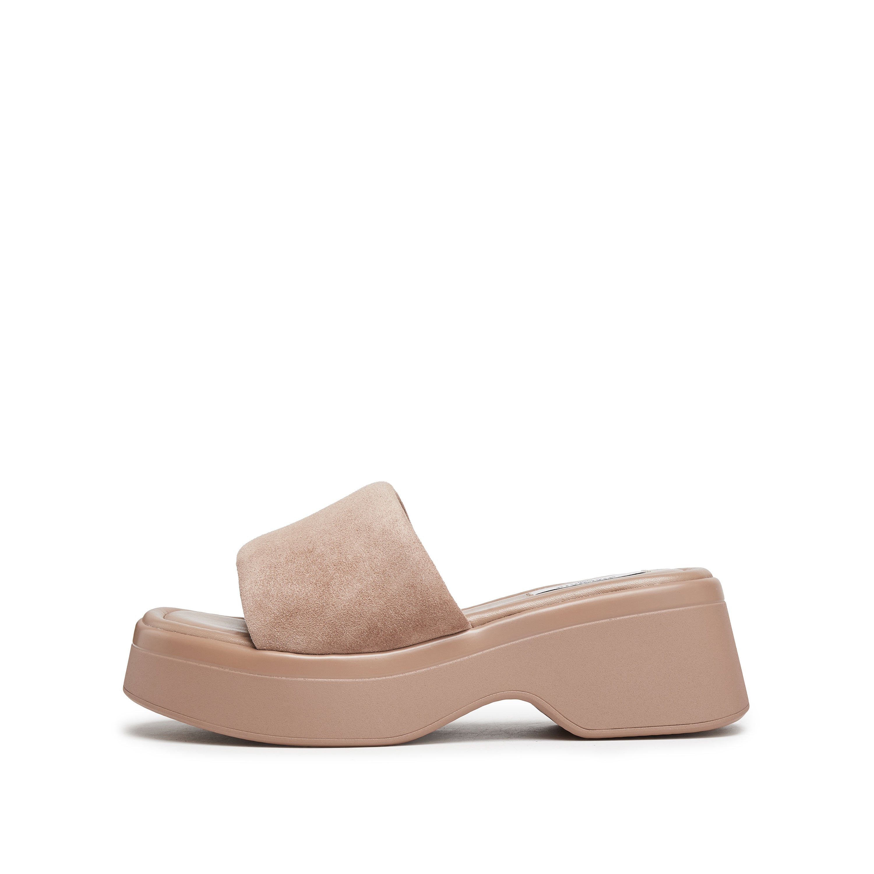 Taupe Suede Platform Slides