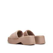 Taupe Suede Platform Slides