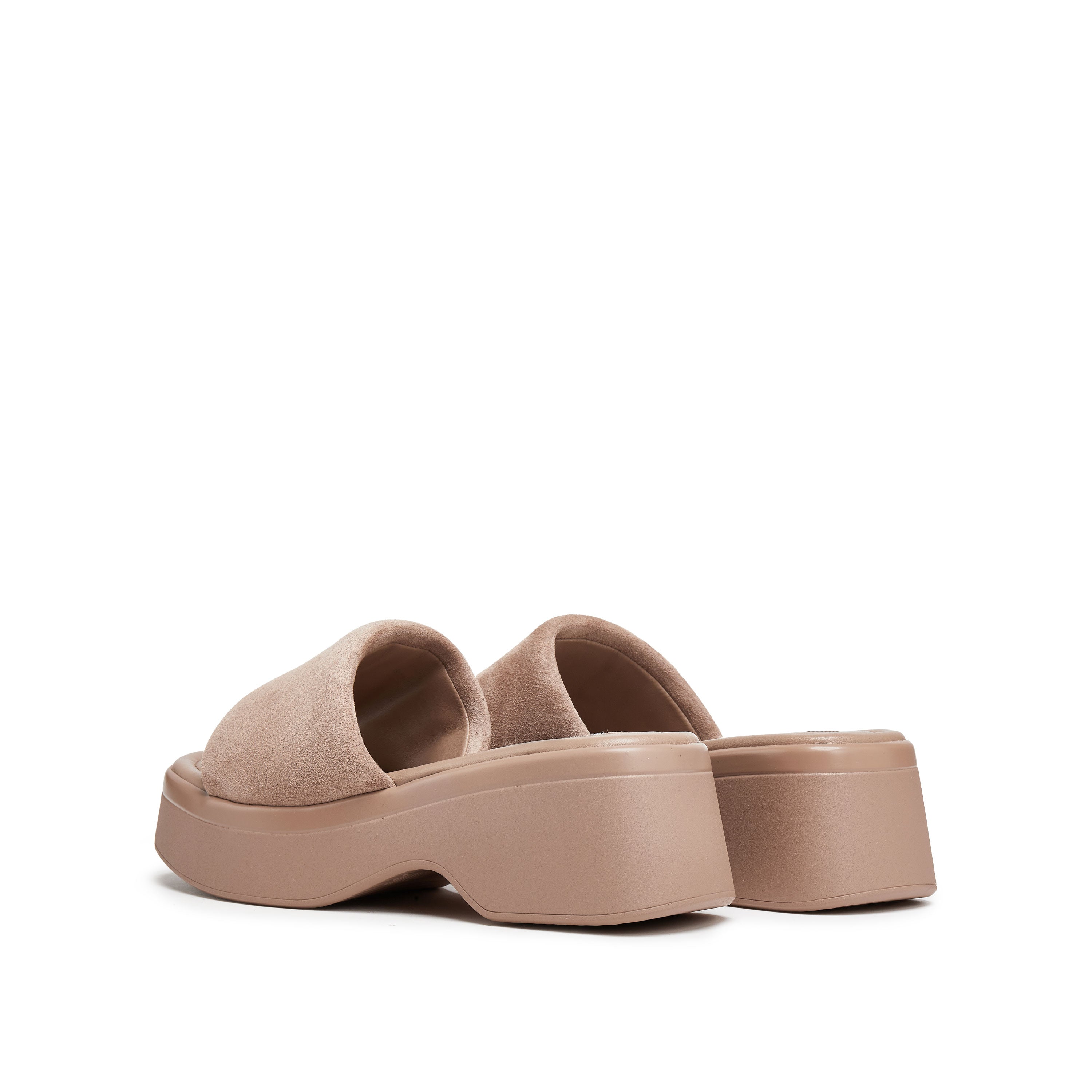 Taupe Suede Platform Slides