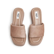 Taupe Suede Platform Slides