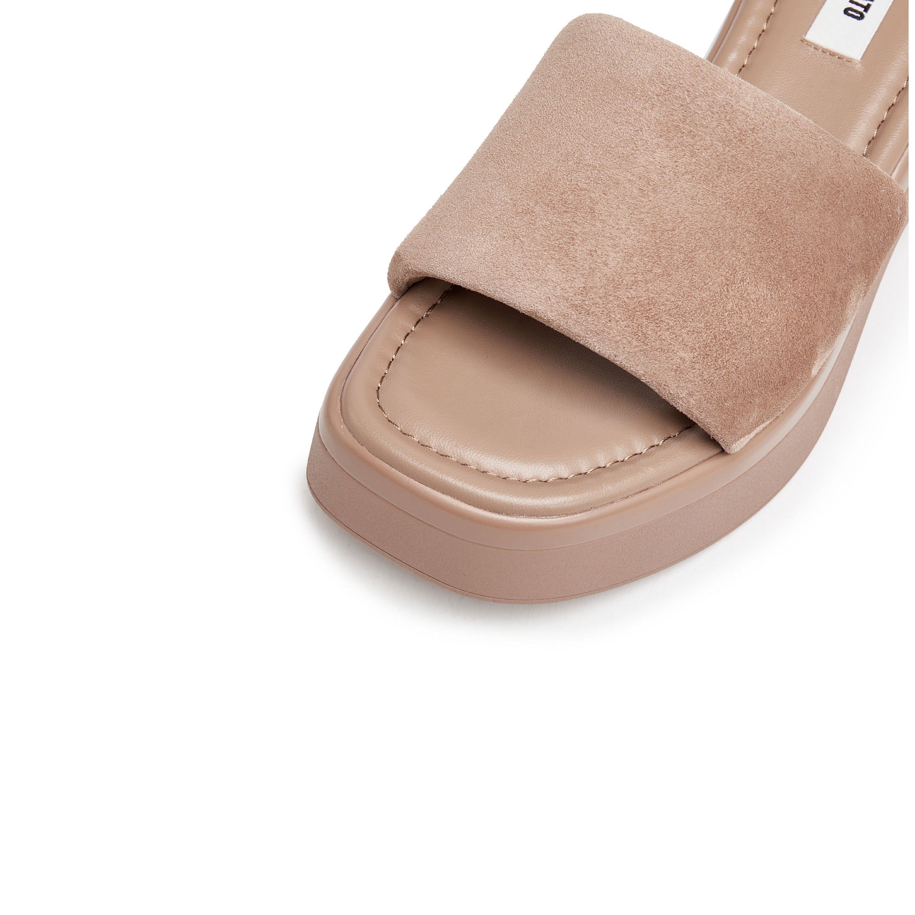 Taupe Suede Platform Slides