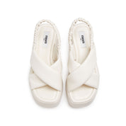 Beige Suede Platform Sandals