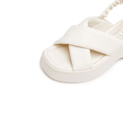 Beige Suede Platform Sandals