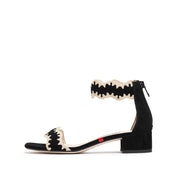 Black Suede Ankle Strap Heeled Sandals