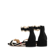 Black Suede Ankle Strap Heeled Sandals