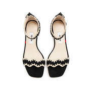 Black Suede Ankle Strap Heeled Sandals
