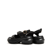 Black Leather Sproty Chunky Sandals