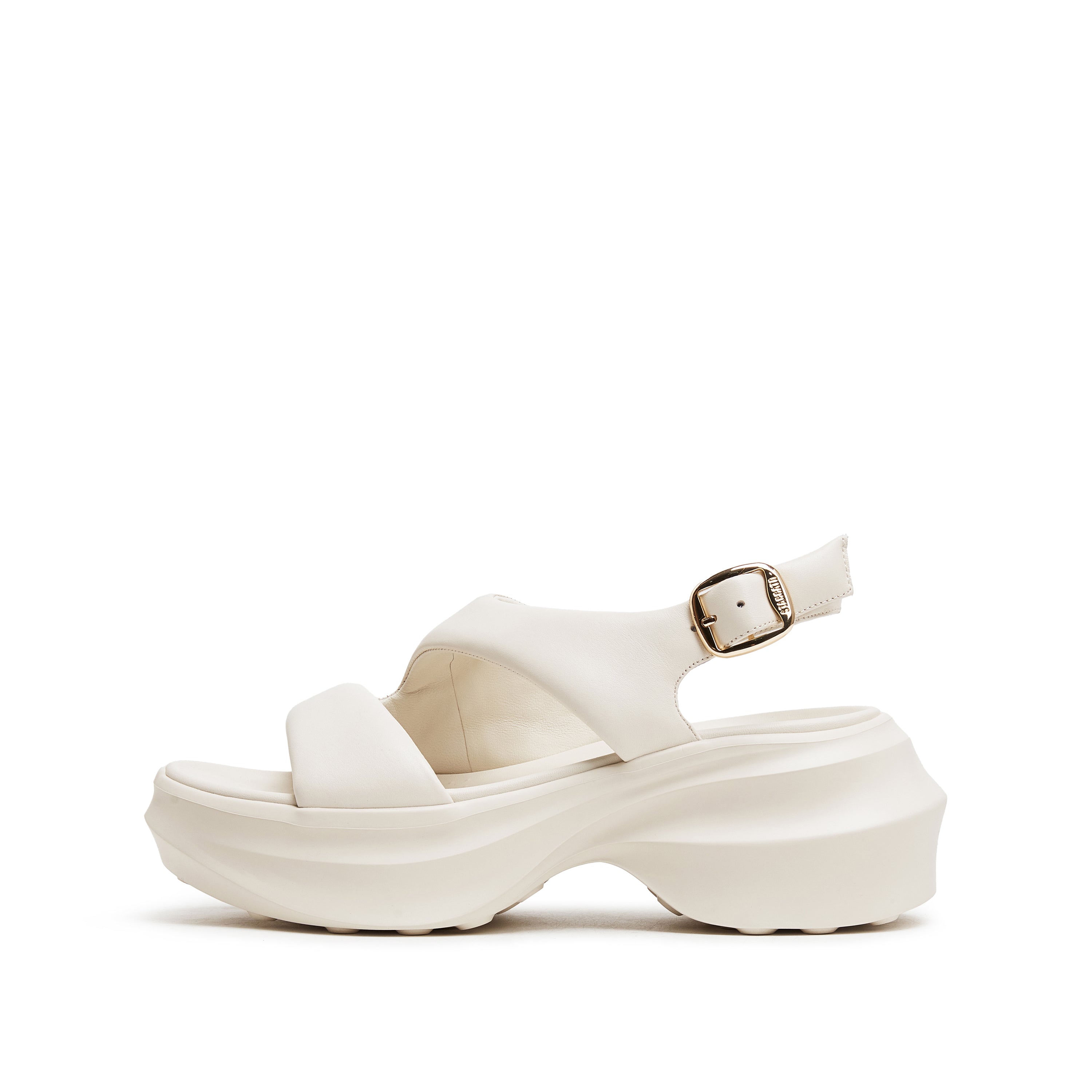 Beige Leather Sproty Chunky Sandals