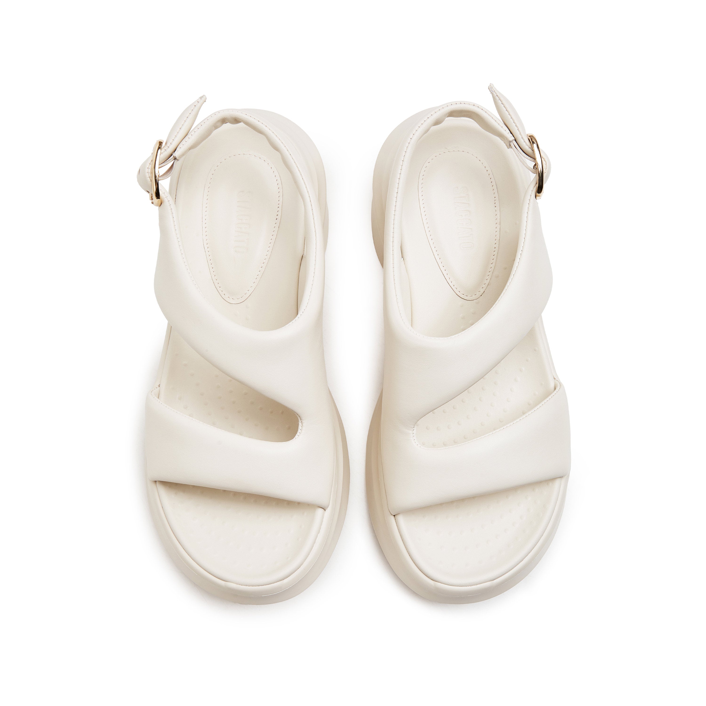 Beige Leather Sproty Chunky Sandals