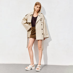 Beige Leather Sproty Chunky Sandals