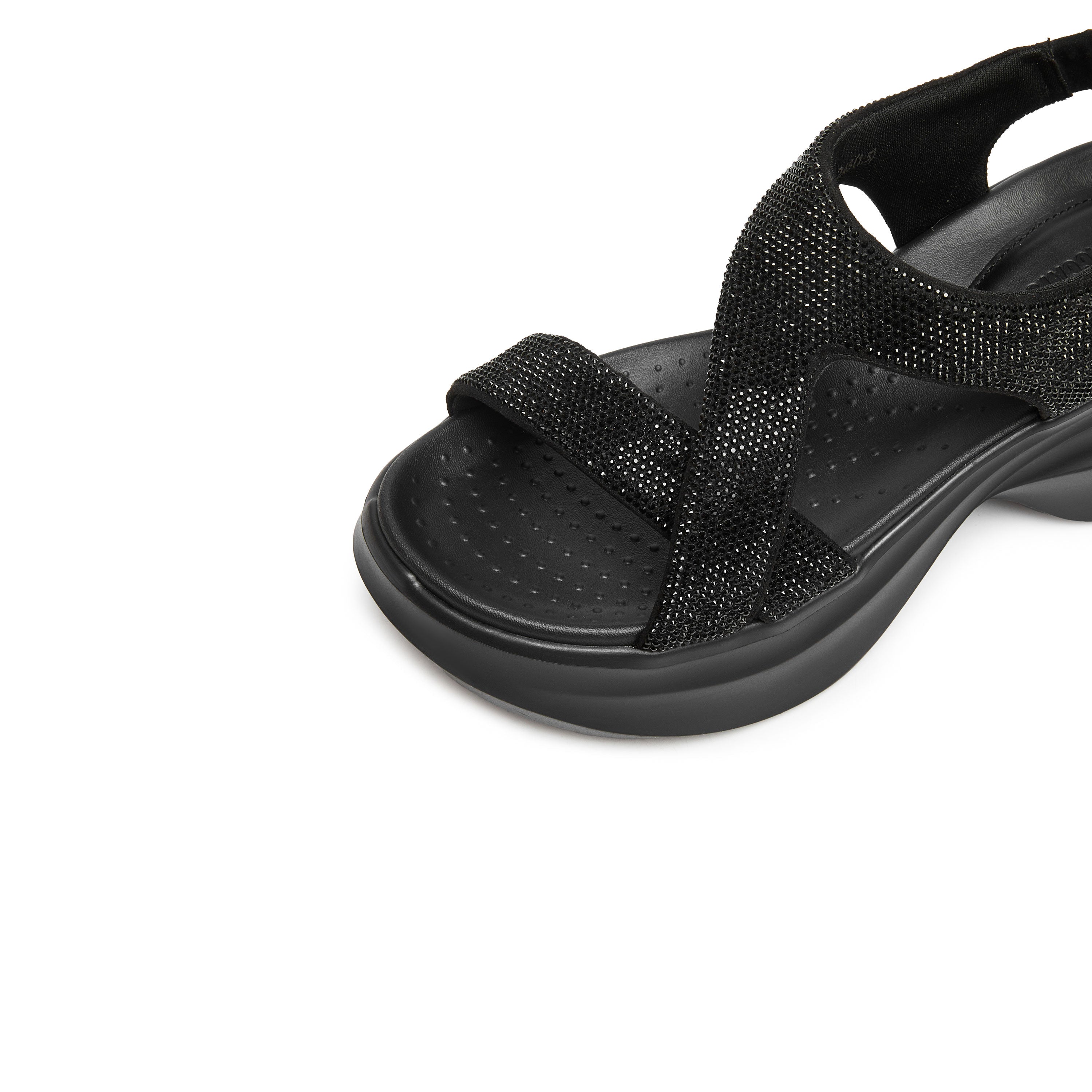 Black Crystal-embellished Cross Sporty Sandals