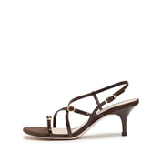 Brown Cross Strappy Heel Sandals