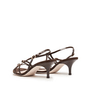 Brown Cross Strappy Heel Sandals