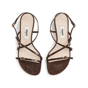 Brown Cross Strappy Heel Sandals