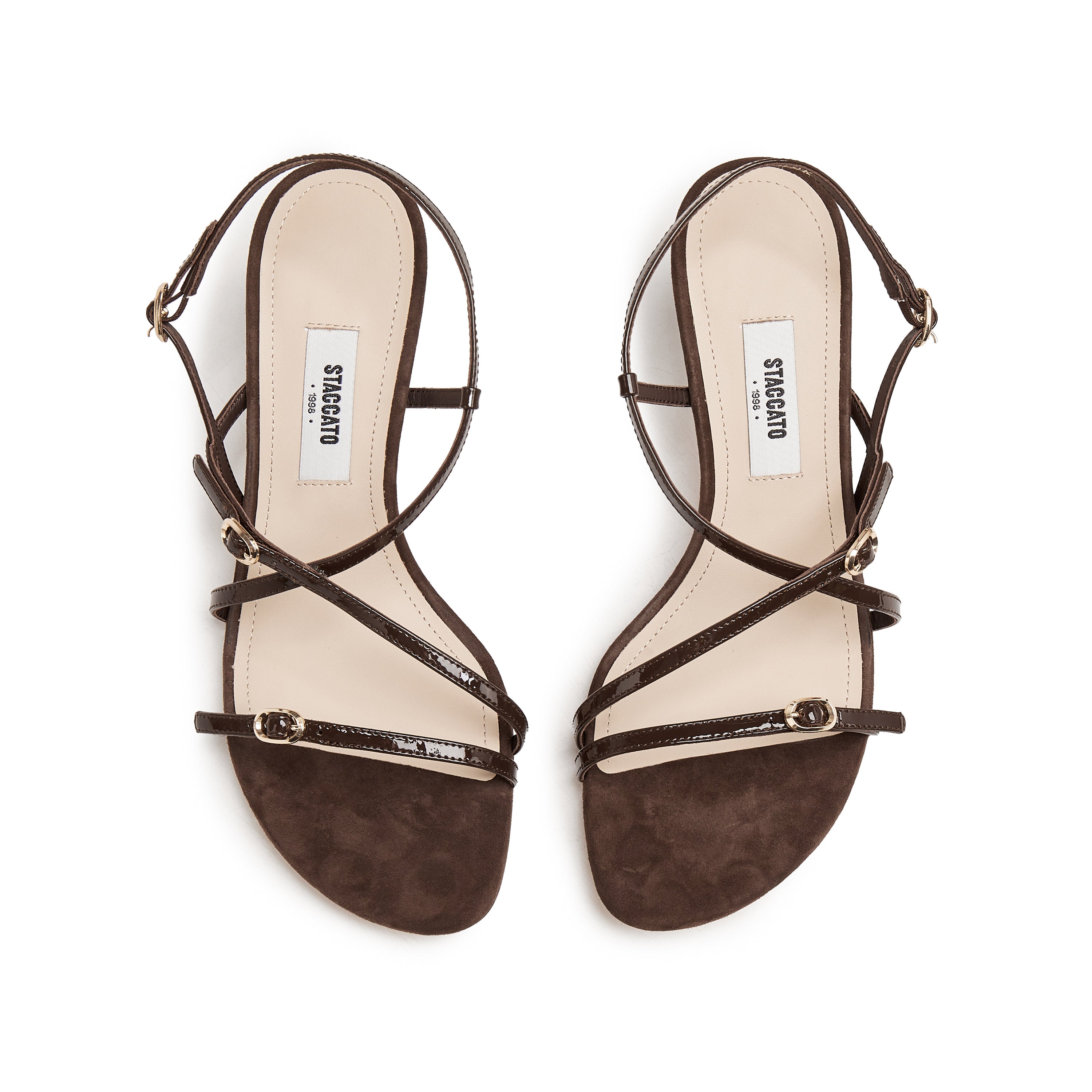 Brown Cross Strappy Heel Sandals