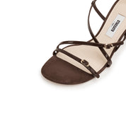 Brown Cross Strappy Heel Sandals