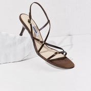 Brown Cross Strappy Heel Sandals