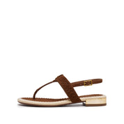 Brown Suede Thong Slingback Sandals