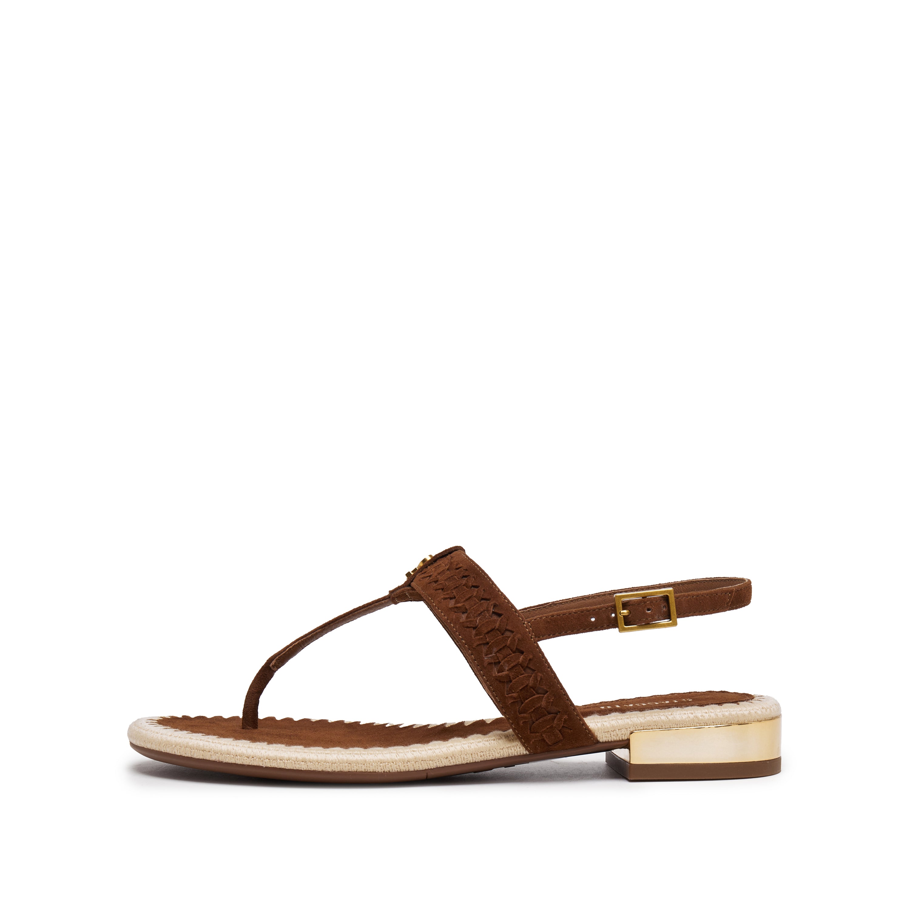 Brown Suede Thong Slingback Sandals