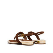 Brown Suede Thong Slingback Sandals