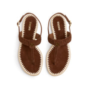 Brown Suede Thong Slingback Sandals
