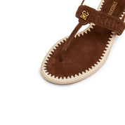 Brown Suede Thong Slingback Sandals