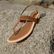 Brown Suede Thong Slingback Sandals