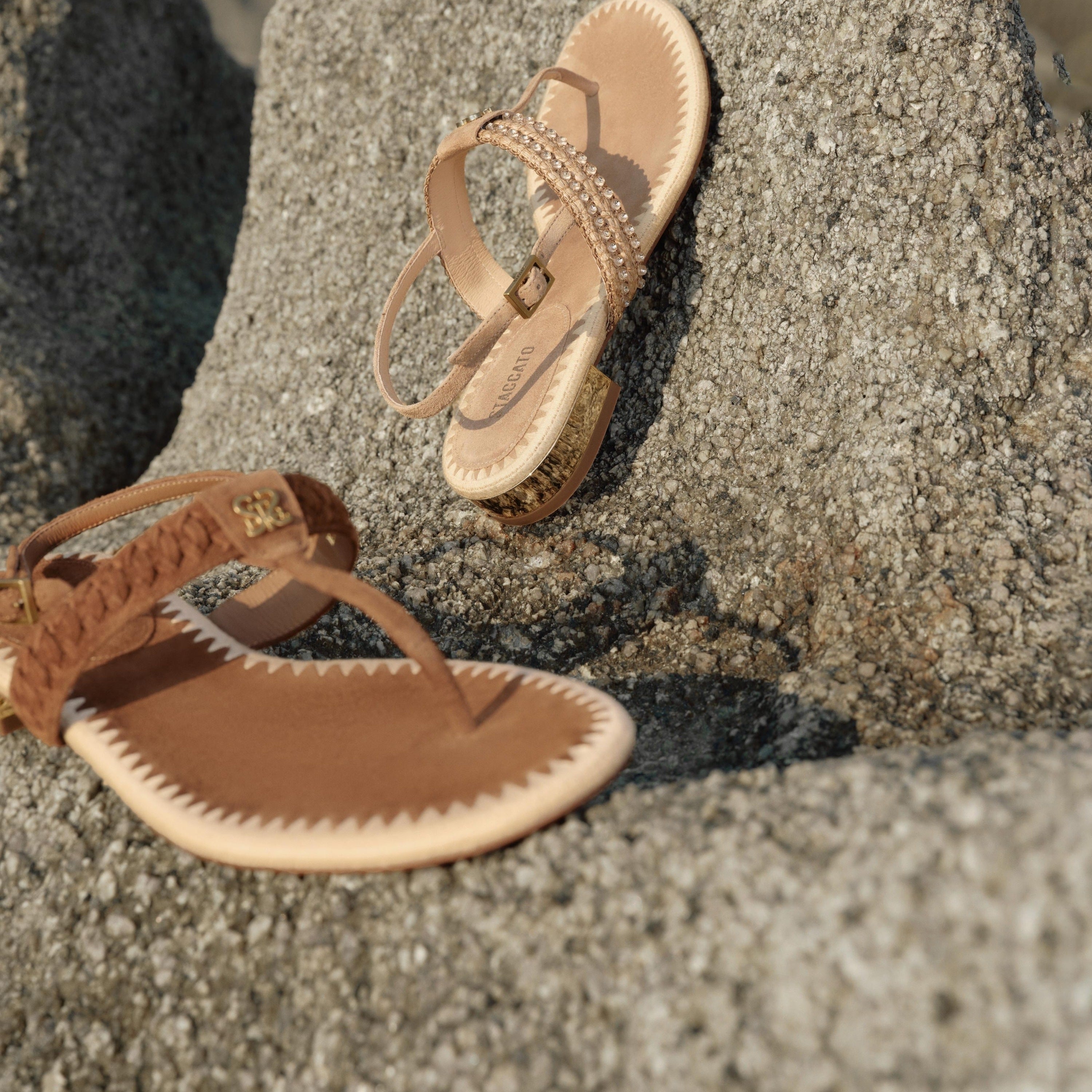 Brown Suede Thong Slingback Sandals
