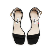 Black Suede Block Heel Ankle-Strap Sandals