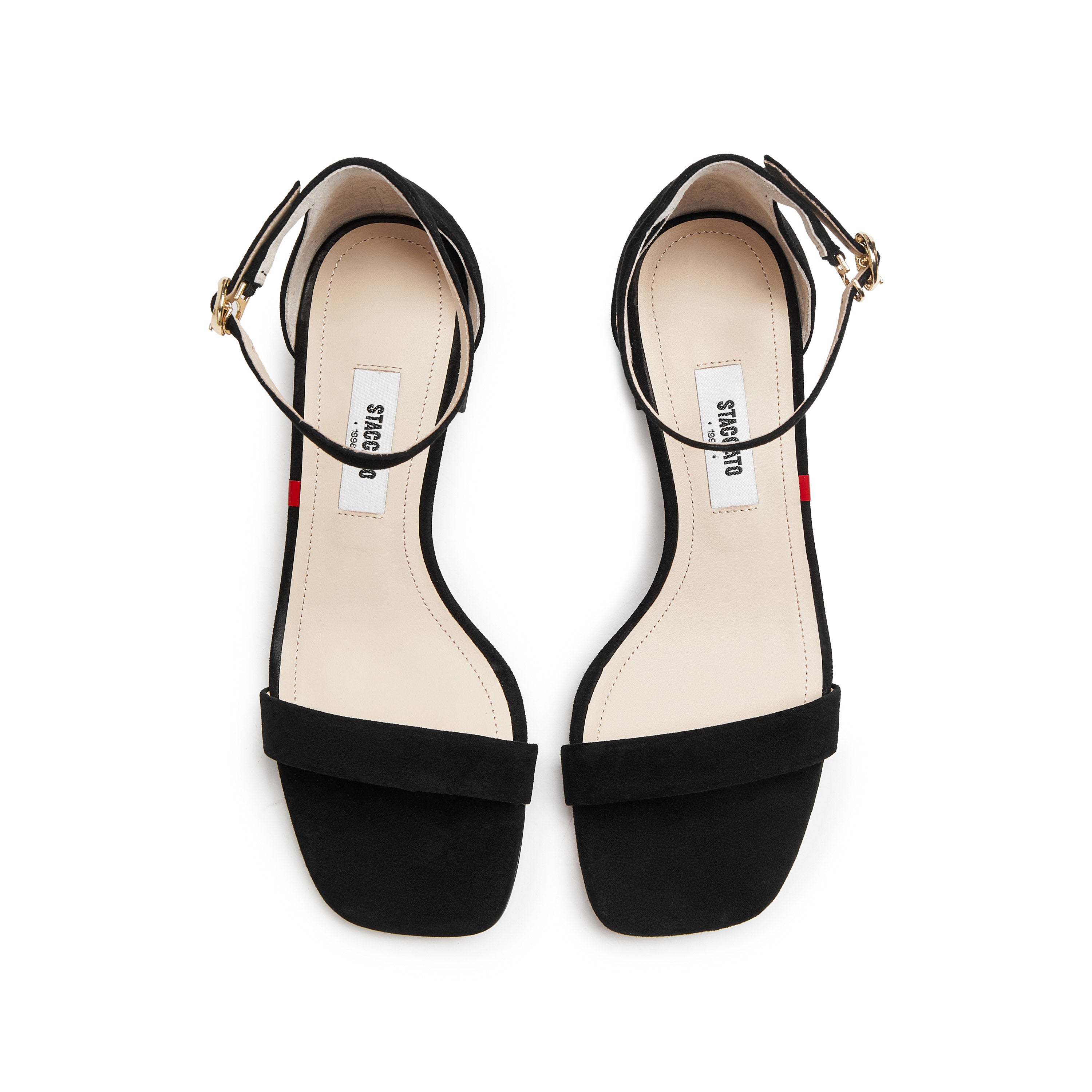 Black Suede Block Heel Ankle-Strap Sandals