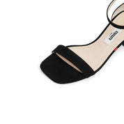 Black Suede Block Heel Ankle-Strap Sandals