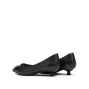 Black Buckle Leather Workwear Pumps