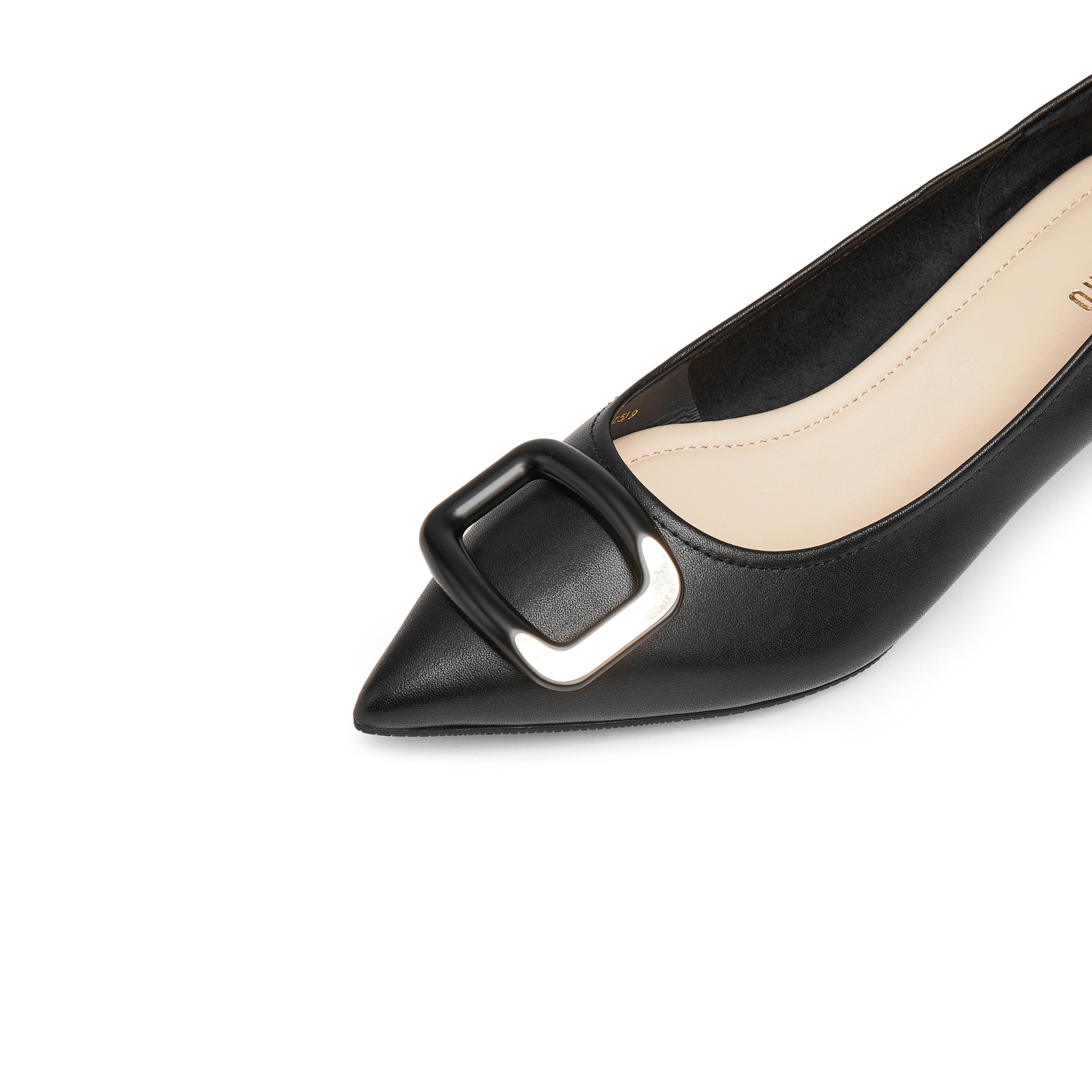 Black Buckle Leather Workwear Pumps