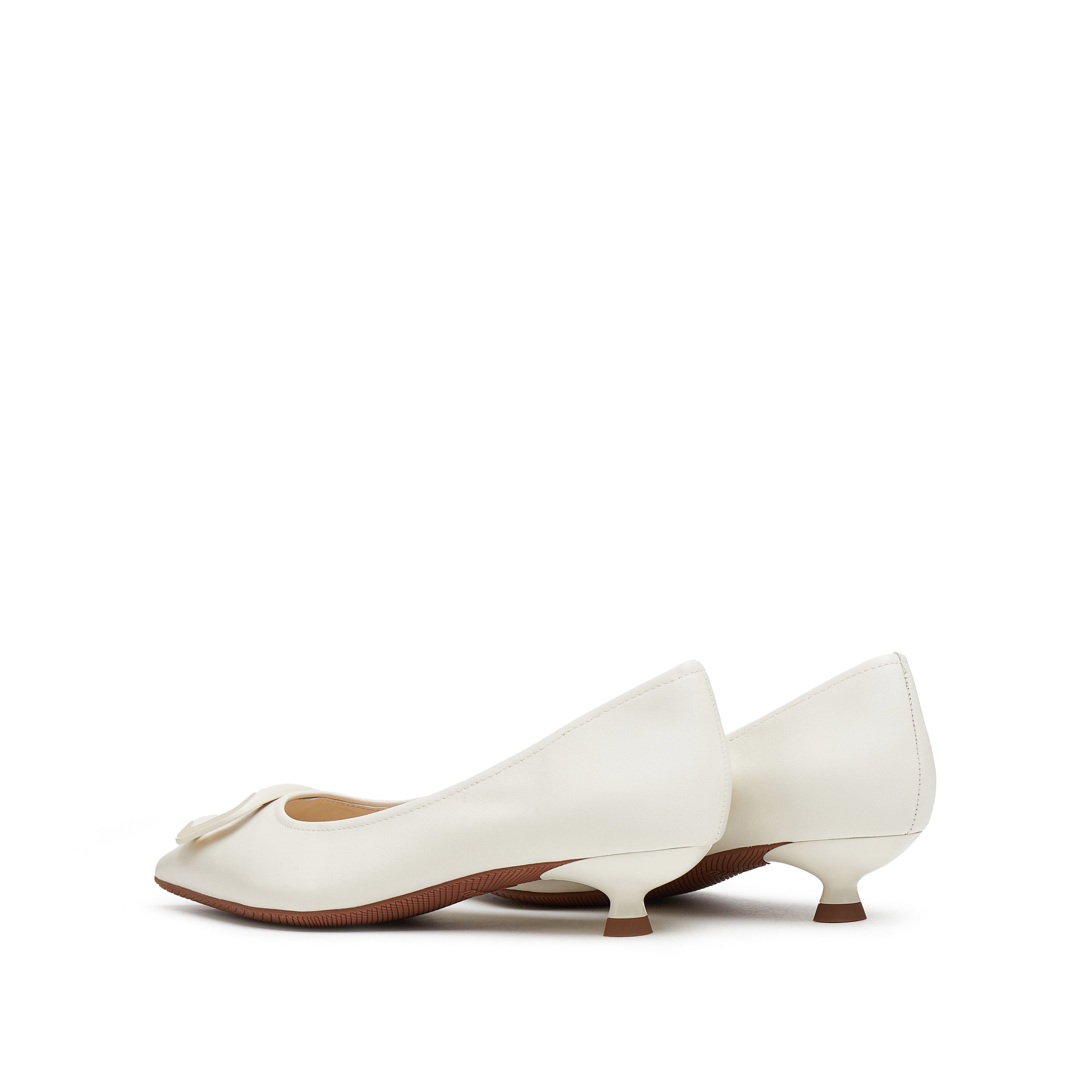 Beige Buckle Leather Workwear Pumps