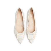 Beige Buckle Leather Workwear Pumps