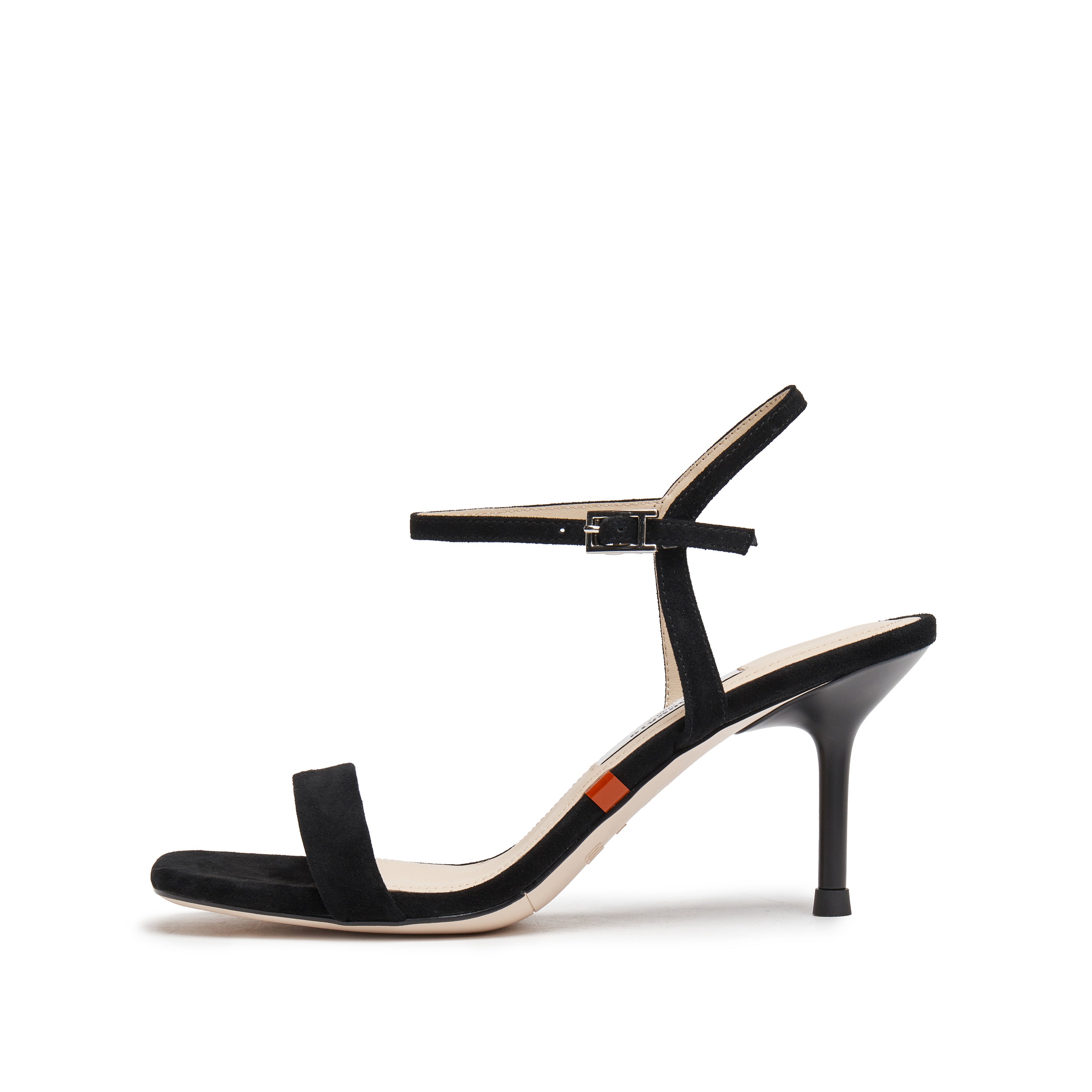Black Strap Suede Heel Sandals