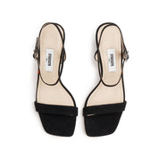 Black Strap Suede Heel Sandals