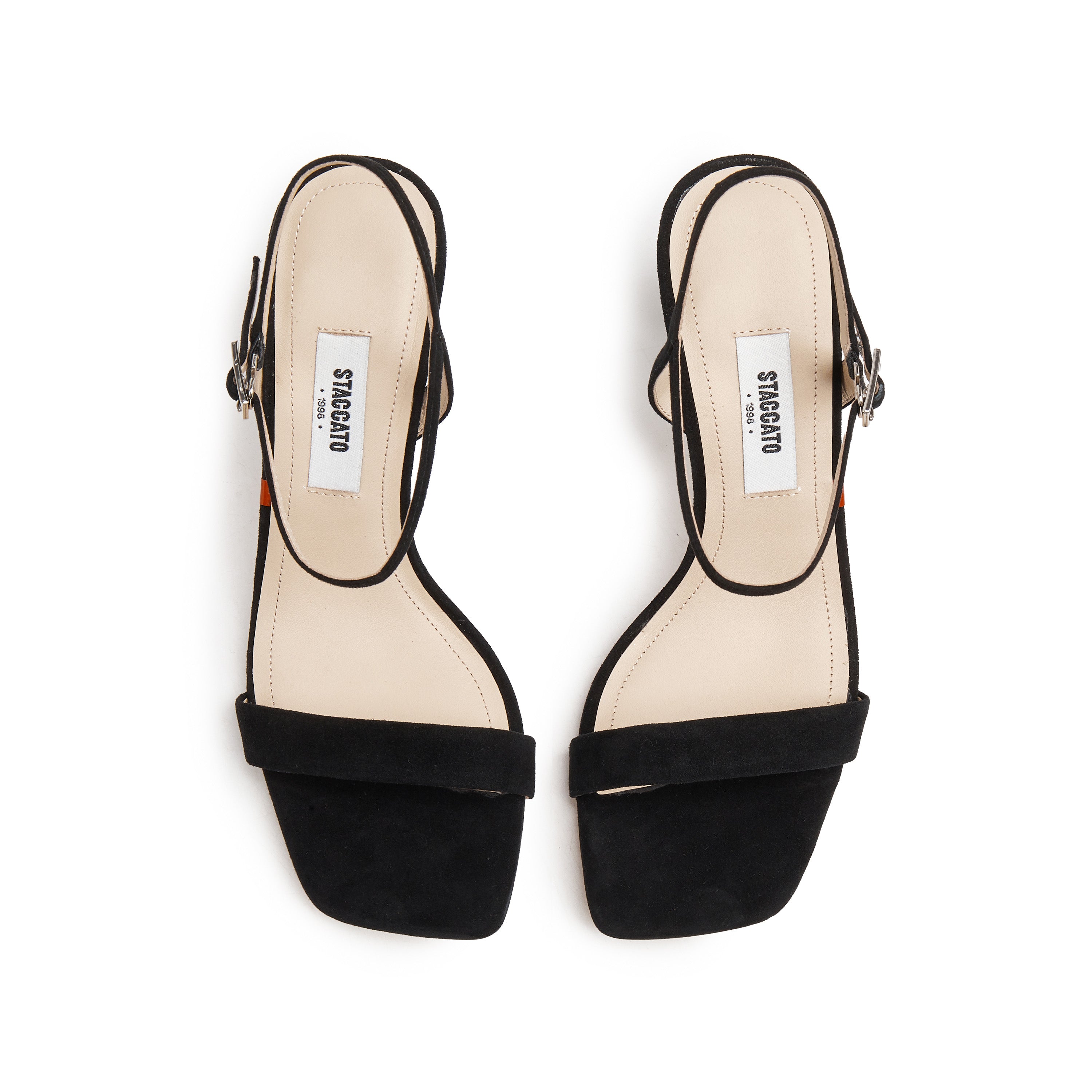Black Strap Suede Heel Sandals