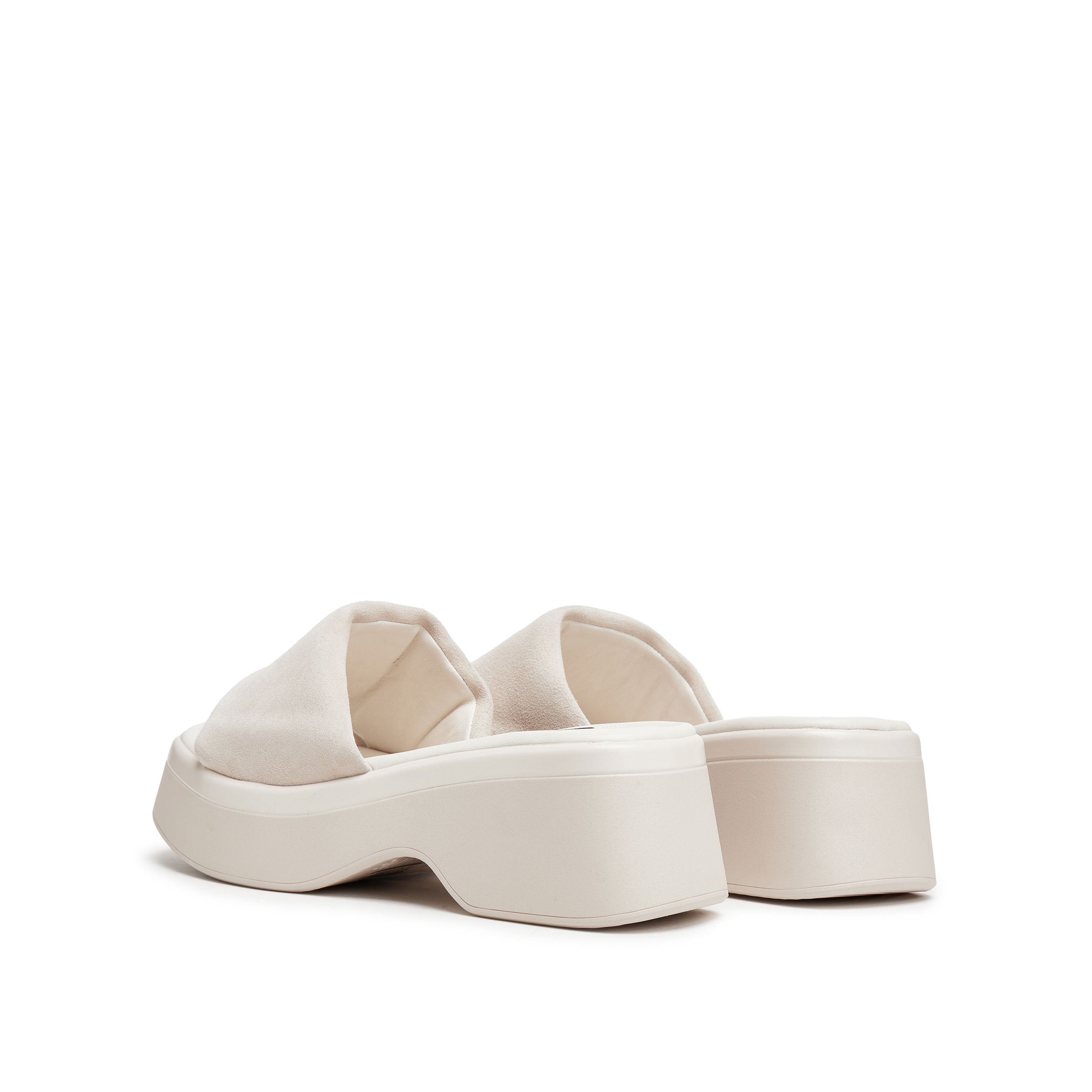 Beige Suede Platform Slides