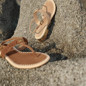 Taupe Crystal Straw Thong Slingback Sandals