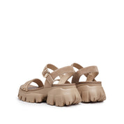 Taupe Suede Crystal Straw Strap Sandals
