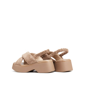 Taupe Suede Platform Sandals