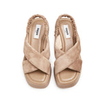 Load image into Gallery viewer, Taupe Suede Platform Sandals
