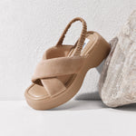 Load image into Gallery viewer, Taupe Suede Platform Sandals
