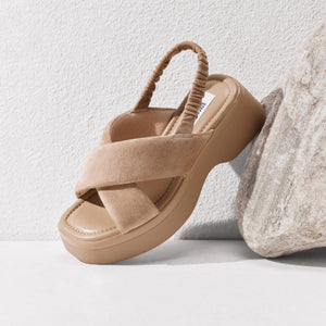 Taupe Suede Platform Sandals